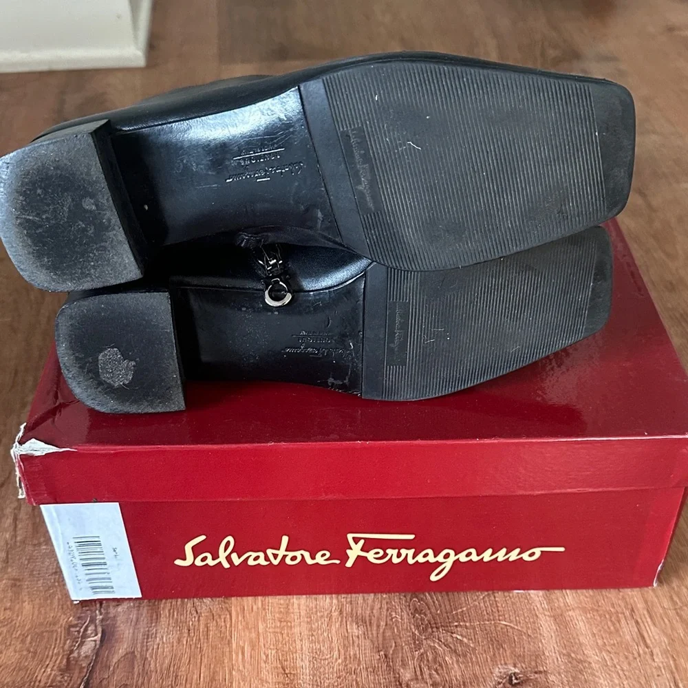Salvatore Ferragamo Black Leather Ankle Boots - Picture 4 of 5